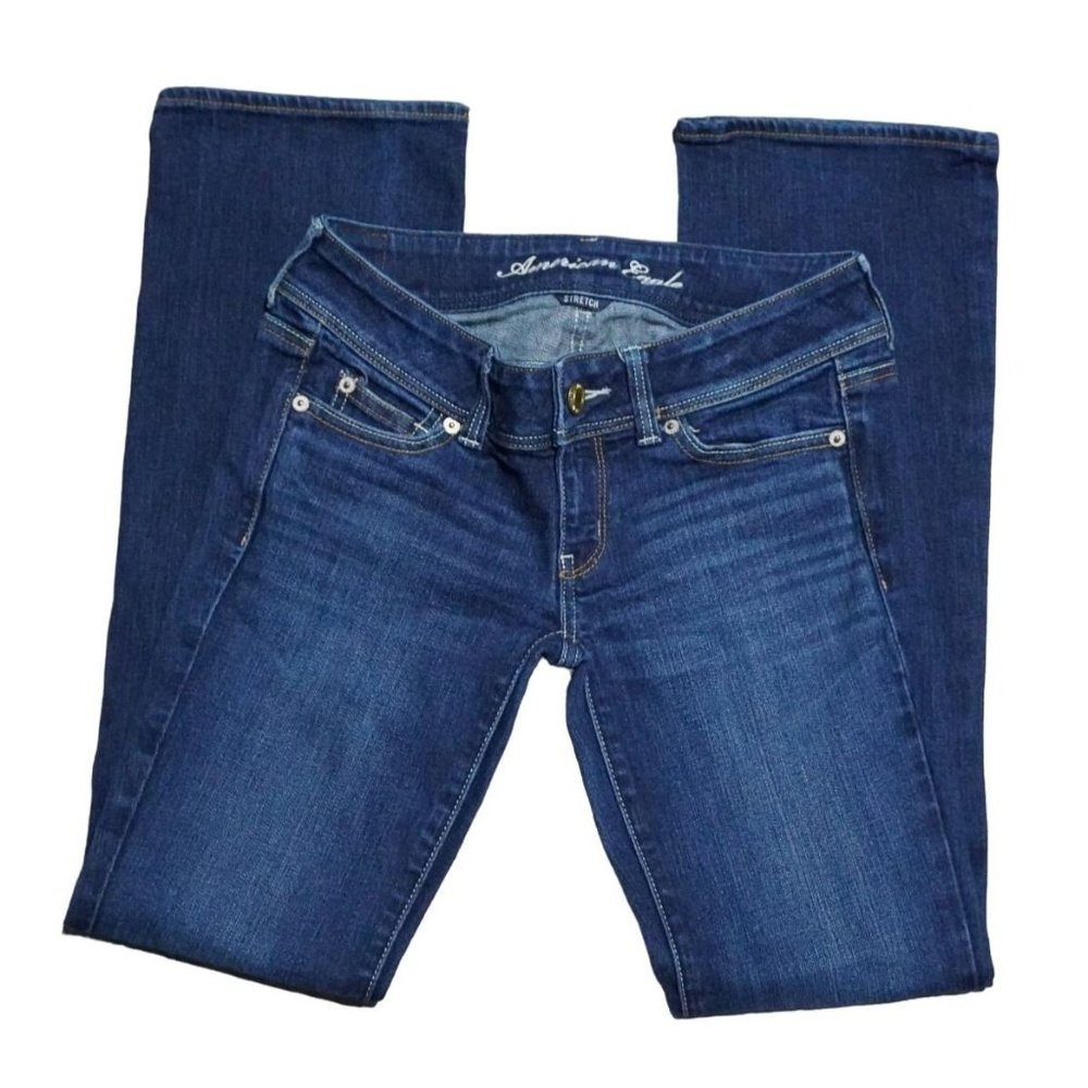 American Eagle Jeans Womens Size 0 Slim Boot Stretch Blue Denim 2010 AEO - Picture 2 of 11